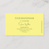 Eenvoudige vlakke lichtgele met monogram klassieke visitekaartje (Achterkant)