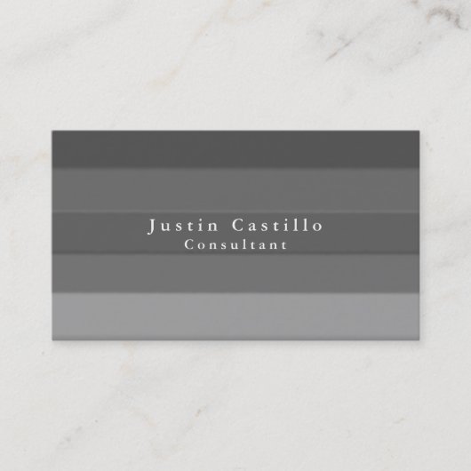 Eenvoudige vlakte elegant grijs gestreept modern visitekaartje (Voorkant)