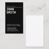 Eenvoudige vlakte van architect zwart visitekaartje (Voorkant / Achterkant)