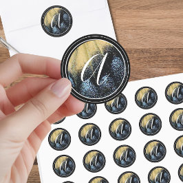 Eenvoudige vlinder vleugel geel en blauw ronde sticker