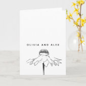 Eenvoudige Vloerlijn Tekening in zwart-wit Kaart (Gele Bloem)