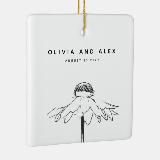 Eenvoudige Vloerlijn Tekening in zwarte en witte n Keramisch Ornament (Rechts)