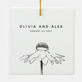 Eenvoudige Vloerlijn Tekening in zwarte en witte n Keramisch Ornament (Achterkant)