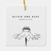 Eenvoudige Vloerlijn Tekening in zwarte en witte n Keramisch Ornament (Voorkant)