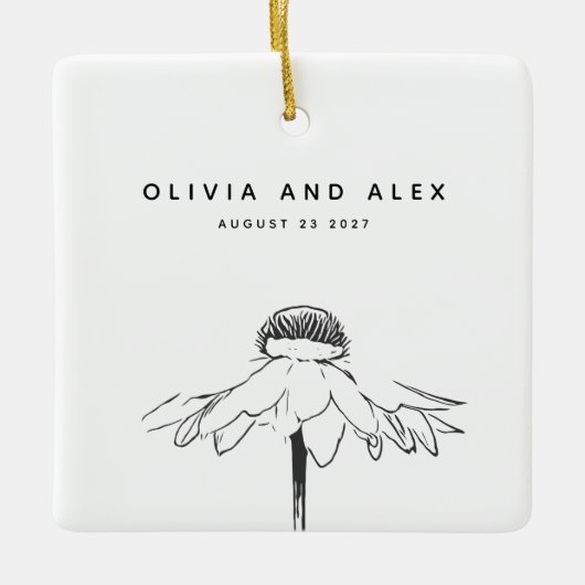 Eenvoudige Vloerlijn Tekening in zwarte en witte n Keramisch Ornament (Voorkant)