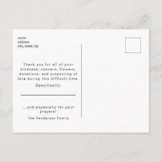 Eenvoudige vogel begrafenis verlies van het leven  briefkaart (Achterkant)