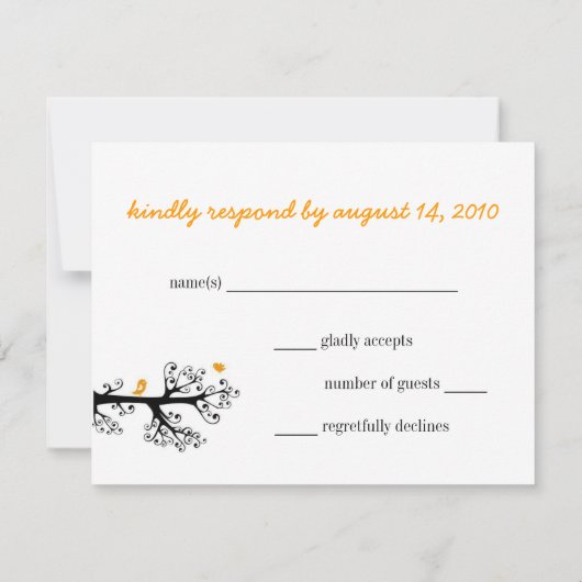 Eenvoudige vogels in boomtak RSVP (Achterkant)