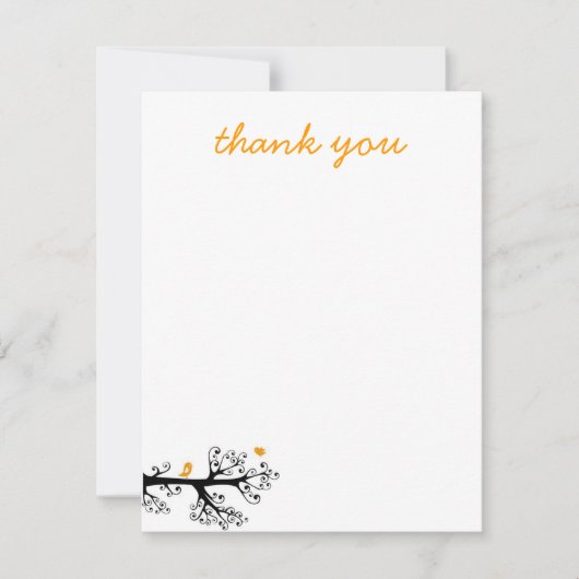 Eenvoudige vogels op boomtak dank u bedankkaart (Voorkant)