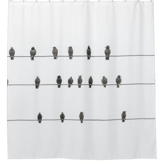 Eenvoudige vogels op de door de hand getrokken ill douchegordijn (Voorkant)