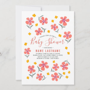 Eenvoudige volk bloemen Baby Shower Kaart