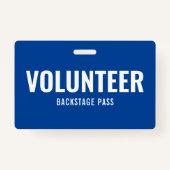 Eenvoudige Volunteer Pass Blue Horizontal ID-kaart Badge (Voorkant)