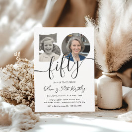 Eenvoudige volwassene 50e verjaardag zwart en wit kaart