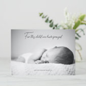 Eenvoudige Voor Dit Kind Hebben Wij Gebeden  Baby  Bedankkaart (Staand voorkant)