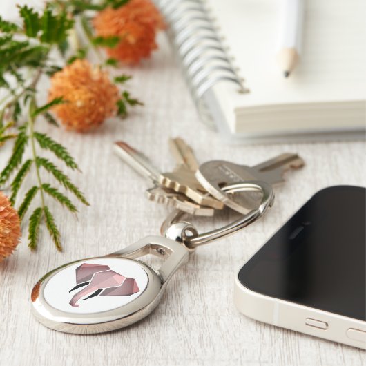 Eenvoudige vormen Geometrie Elephant Head Sleutelhanger (Zijkant)