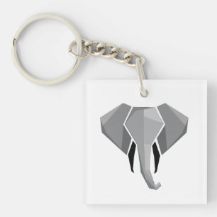Eenvoudige vormen Geometrie Elephant Head Sleutelhanger