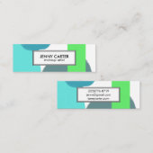 Eenvoudige vormen minimalistisch roolblauw groen mini visitekaartje (Voorkant / Achterkant)