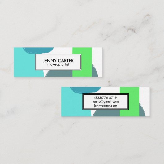 Eenvoudige vormen minimalistisch roolblauw groen mini visitekaartje (Voorkant / Achterkant)