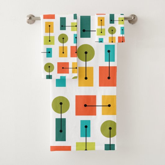 Eenvoudige vormen van atoomtijdperk, meerkleurig bad handdoek (Insitu)