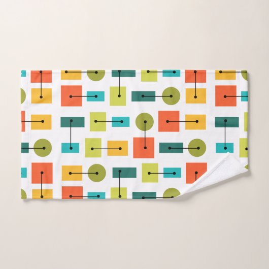 Eenvoudige vormen van atoomtijdperk, meerkleurig bad handdoek (Handdoek)