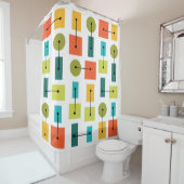 Eenvoudige vormen van atoomtijdperk, meerkleurig douchegordijn (In situ)