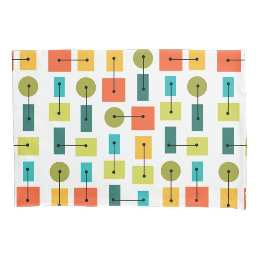 Eenvoudige vormen van atoomtijdperk, meerkleurig kussensloop (Voorkant)