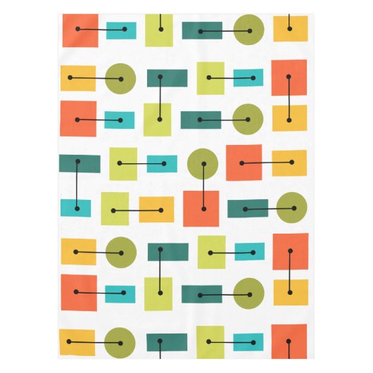 Eenvoudige vormen van atoomtijdperk, meerkleurig tafelkleed (Voorkant)