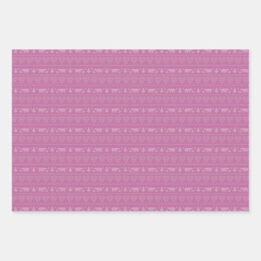 Eenvoudige vormen van Beer met bomen en hartfeestd Inpakpapier Vel (Voorkant 3)