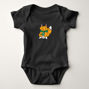 Eenvoudige vos met sjaal baby topje romper