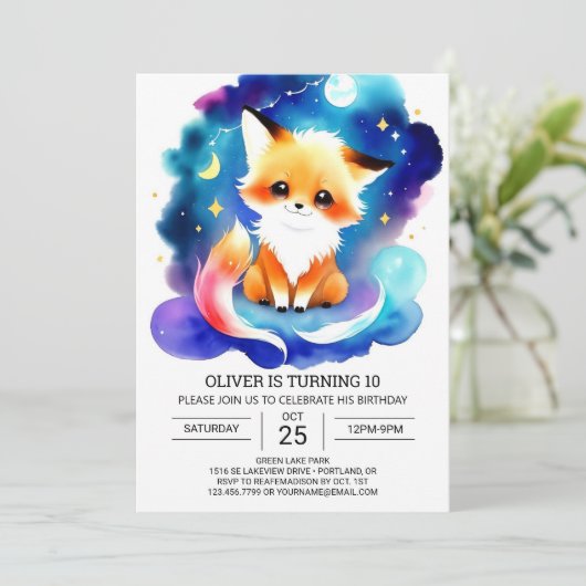 Eenvoudige vos verjaardag verzamelen kaart (Staand voorkant)