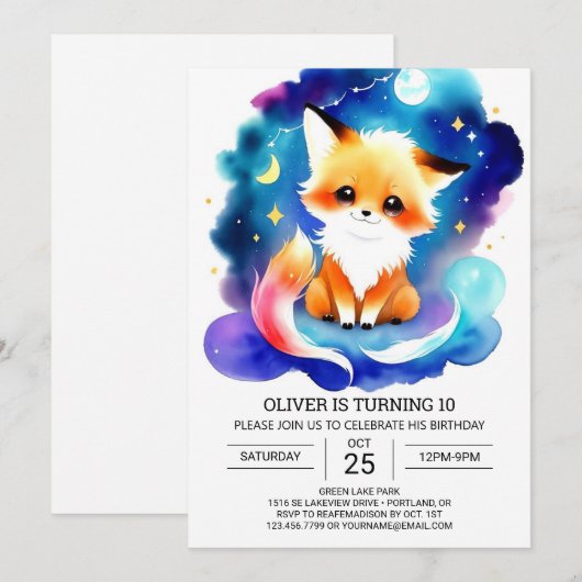 Eenvoudige vos verjaardag verzamelen kaart (Voorkant / Achterkant)