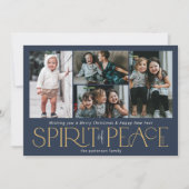 Eenvoudige Vrede Foto Gold Navy Feestdagenkaart (Voorkant)