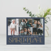 Eenvoudige Vrede Foto Gold Navy Feestdagenkaart (Staand voorkant)