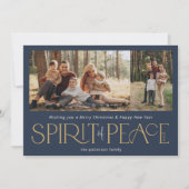 Eenvoudige Vrede Foto Navy Gold Feestdagenkaart (Voorkant)