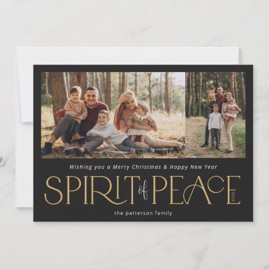 Eenvoudige Vrede Foto Zwart Goud Feestdagenkaart (Voorkant)