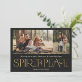 Eenvoudige Vrede Foto Zwart Goud Feestdagenkaart (Staand voorkant)