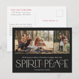 Eenvoudige Vrede Foto Zwart Rood Feestdagenkaart