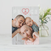 Eenvoudige vrede hart typografie minimalistische f feestdagenkaart (Staand voorkant)