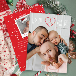 Eenvoudige vrede hart typografie minimalistische f feestdagenkaart