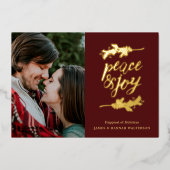 Eenvoudige Vrede & Joy Branches Foto Folie Feestdagenkaart (Voorkant)