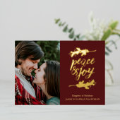 Eenvoudige Vrede & Joy Branches Foto Folie Feestdagenkaart (Staand Voorkant)