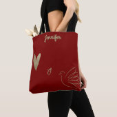 Eenvoudige Vrede & Liefde Duif Deep Red Tote Bag (Dichtbij)