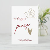 Eenvoudige Vrede & Liefde Duif Foto Kerst Kaart (Staand voorkant)