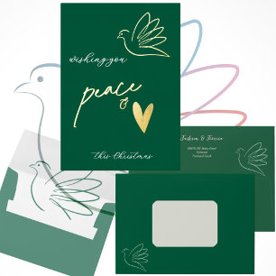 Eenvoudige Vrede & Liefde Duif Foto Kerst Kaart