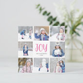 Eenvoudige vreugde | 8 vierkante fotocollage flat feestdagenkaart (Staand voorkant)
