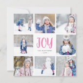 Eenvoudige vreugde | 8 vierkante fotocollage flat feestdagenkaart (Voorkant)