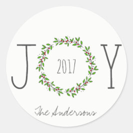 Eenvoudige Vreugde Krans Kerstvakantie Ronde Sticker