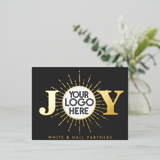 Eenvoudige Vreugde Zakelijke Foto Kerstvakantie Folie Feestdagen Briefkaart (Staand Voorkant)