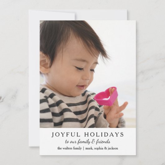 Eenvoudige vreugdevolle Feestdagen aangepaste foto Feestdagenkaart (Voorkant)