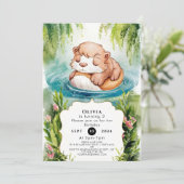 Eenvoudige vreugdevolle Otter Verjaardag Kaart (Staand voorkant)