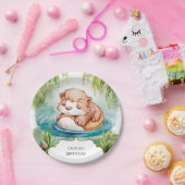 Eenvoudige vreugdevolle Otter Verjaardag Papieren Bordje (Feest)